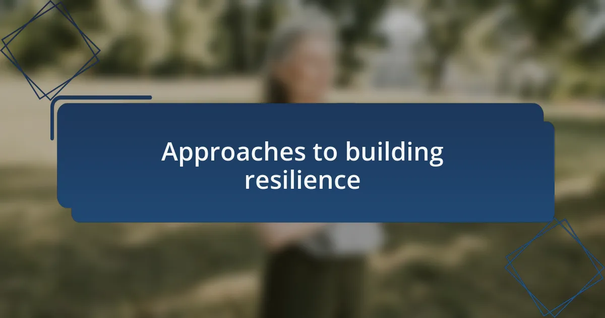 Approaches to building resilience