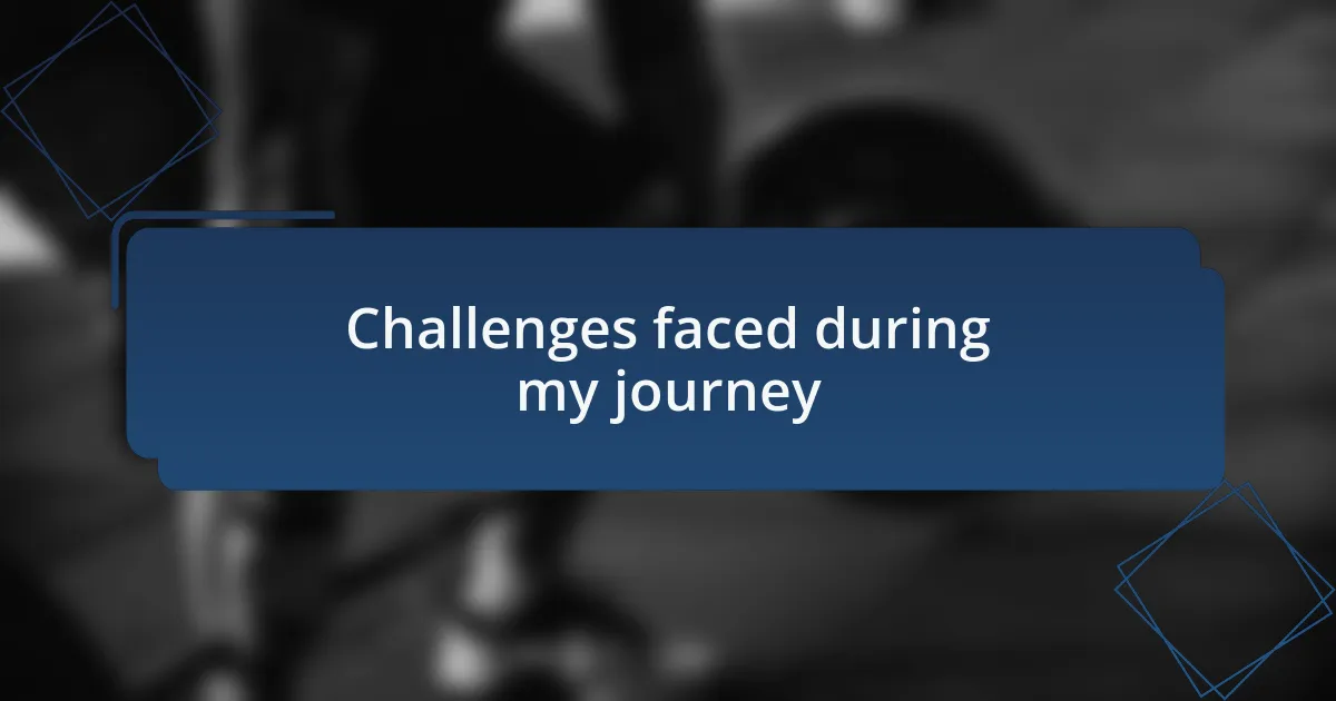 Challenges faced during my journey
