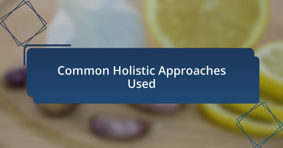 Common Holistic Approaches Used