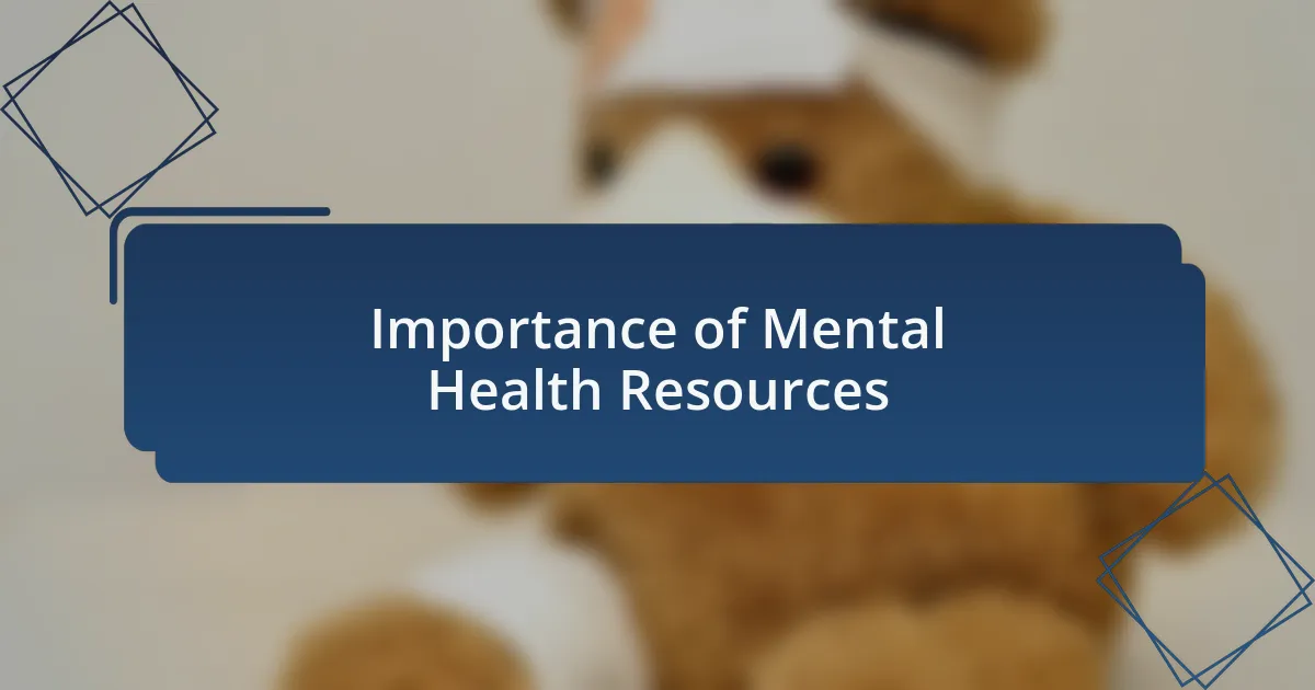 Importance of Mental Health Resources
