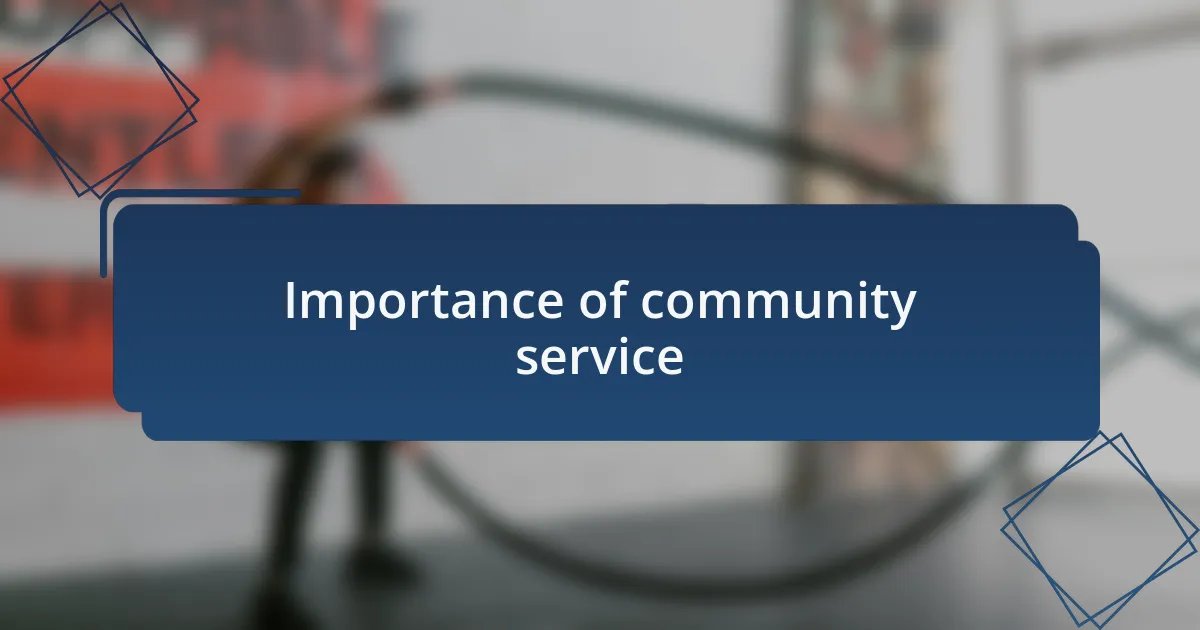 Importance of community service