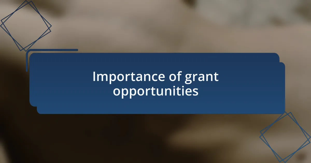 Importance of grant opportunities