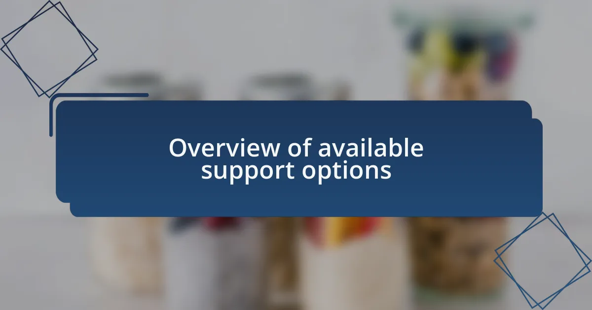 Overview of available support options