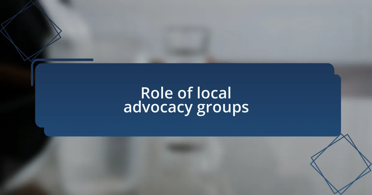 Role of local advocacy groups